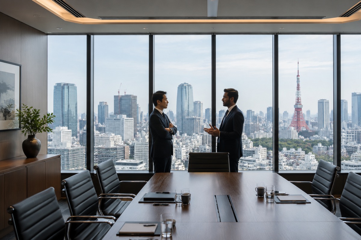 A discussion in a Tokyo meeting room